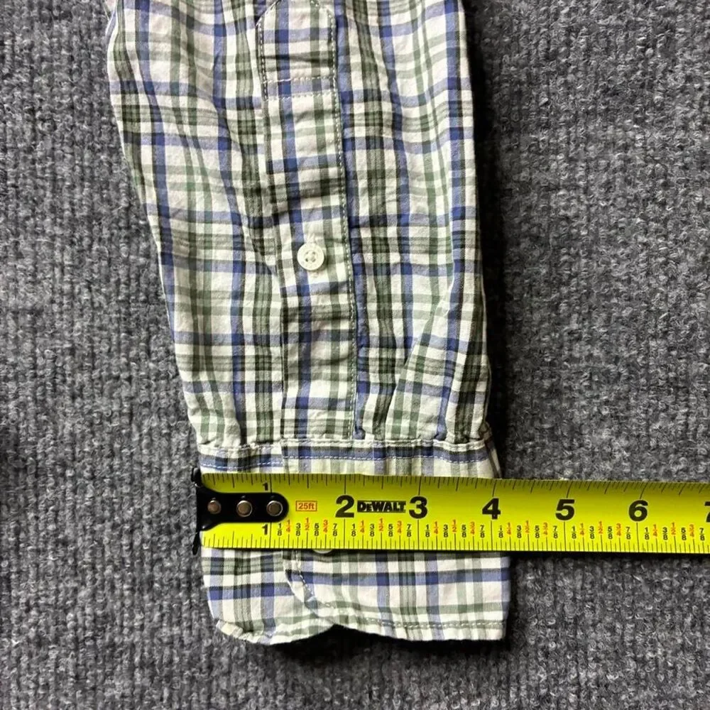 J.Crew Flex Washed Plaid Button Up Shirt Mens Medium Green Blue Classic Fit